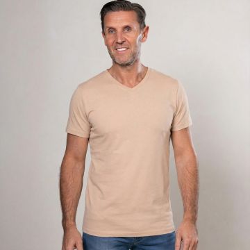 Alca Basic R-Fit 1-Pck Heren T-Shirt V-Neck Natural 
