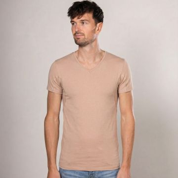 Alca Basic R-Fit 1-Pck Heren T-Shirt V-Neck E.Long Natural